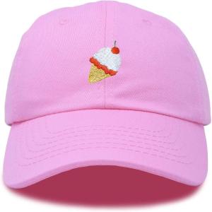imageDALIX Sundae Cute Ice Cream Cone w Cherry On Top Summer HatLight Pink