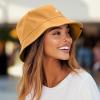imageDALIX Lil Peace Sign Cotton Embroidered Cotton Cap Outdoor Bucket Hat WomensGolden Cream