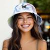 imageDALIX Butterfly Tie Dye Bucket Hat Cotton Embroidery Casual Outdoor Style WomensTie Dye Green
