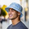 imageDALIX Ghost Tie Dye Bucket Hat Cotton Embroidery Casual Outdoor Style MensTie Dye Blue