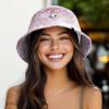 imageDALIX Heartly Ghost Tie Dye Bucket Hat Cotton Embroidery Casual Outdoor Style WomensTie Dye Pink