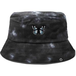 imageDALIX Butterfly Tie Dye Bucket Hat Cotton Embroidery Casual Outdoor Style WomensTie Dye Black