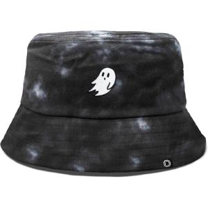 imageDALIX Ghost Tie Dye Bucket Hat Cotton Embroidery Casual Outdoor Style MensTie Dye Black