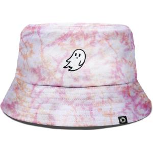 imageDALIX Ghost Tie Dye Bucket Hat Cotton Embroidery Casual Outdoor Style MensTie Dye Pink