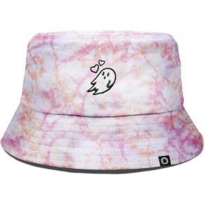imageDALIX Heartly Ghost Tie Dye Bucket Hat Cotton Embroidery Casual Outdoor Style WomensTie Dye Pink