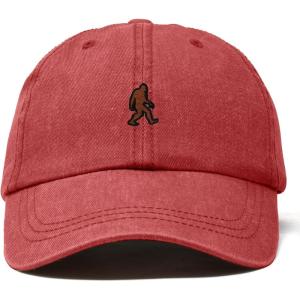 imageDALIX Sasquatch Embroidered Cap Cotton Baseball Summer Cool Dad Hat MensWashed Red