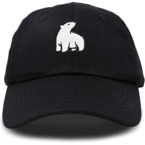 imageDALIX Polar Bear Embroidery Dad Hat Baseball Cap Mens WomensBlack