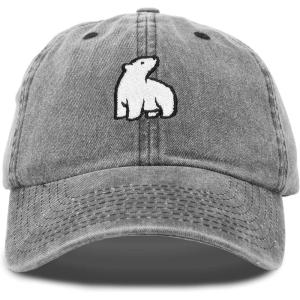 imageDALIX Polar Bear Embroidery Dad Hat Baseball Cap Mens WomensBlack Vintage