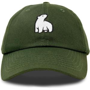 imageDALIX Polar Bear Embroidery Dad Hat Baseball Cap Mens WomensOlive