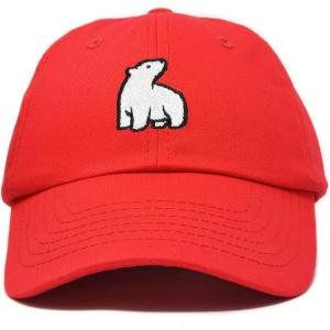 imageDALIX Polar Bear Embroidery Dad Hat Baseball Cap Mens WomensRed
