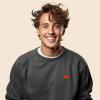 imageDALIX Pixel Heart Embroidered Fleece Crewneck Long Sleeve Sweatshirt MensAsphalt Gray