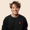 imageDALIX Pixel Heart Embroidered Fleece Crewneck Long Sleeve Sweatshirt MensBlack