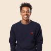 imageDALIX Pixel Heart Embroidered Fleece Crewneck Long Sleeve Sweatshirt MensHeather Navy