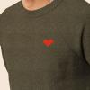 imageDALIX Pixel Heart Embroidered Fleece Crewneck Long Sleeve Sweatshirt MensHeather Olive