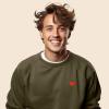 imageDALIX Pixel Heart Embroidered Fleece Crewneck Long Sleeve Sweatshirt MensHeather Olive
