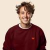 imageDALIX Pixel Heart Embroidered Fleece Crewneck Long Sleeve Sweatshirt MensMaroon