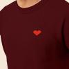 imageDALIX Pixel Heart Embroidered Fleece Crewneck Long Sleeve Sweatshirt MensMaroon