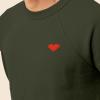 imageDALIX Pixel Heart Embroidered Fleece Crewneck Long Sleeve Sweatshirt MensMilitary Green