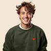 imageDALIX Pixel Heart Embroidered Fleece Crewneck Long Sleeve Sweatshirt MensMilitary Green