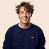 imageDALIX Pixel Heart Embroidered Fleece Crewneck Long Sleeve Sweatshirt MensNavy Blue