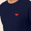 imageDALIX Pixel Heart Embroidered Fleece Crewneck Long Sleeve Sweatshirt MensNavy Blue
