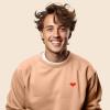 imageDALIX Pixel Heart Embroidered Fleece Crewneck Long Sleeve Sweatshirt MensPeach