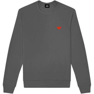 imageDALIX Pixel Heart Embroidered Fleece Crewneck Long Sleeve Sweatshirt MensAsphalt Gray