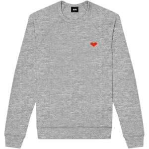 imageDALIX Pixel Heart Embroidered Fleece Crewneck Long Sleeve Sweatshirt MensAthletic Heather