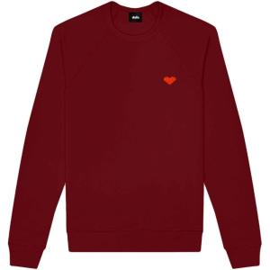imageDALIX Pixel Heart Embroidered Fleece Crewneck Long Sleeve Sweatshirt MensCardinal Red