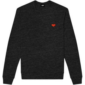imageDALIX Pixel Heart Embroidered Fleece Crewneck Long Sleeve Sweatshirt MensDark Heather
