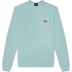 imageDALIX Pixel Heart Embroidered Fleece Crewneck Long Sleeve Sweatshirt MensHeather Blue Lagoon
