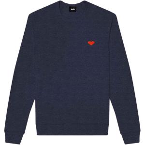 imageDALIX Pixel Heart Embroidered Fleece Crewneck Long Sleeve Sweatshirt MensHeather Navy