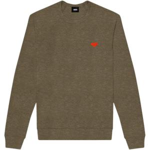 imageDALIX Pixel Heart Embroidered Fleece Crewneck Long Sleeve Sweatshirt MensHeather Olive
