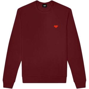 imageDALIX Pixel Heart Embroidered Fleece Crewneck Long Sleeve Sweatshirt MensMaroon