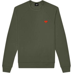 imageDALIX Pixel Heart Embroidered Fleece Crewneck Long Sleeve Sweatshirt MensMilitary Green