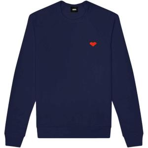 imageDALIX Pixel Heart Embroidered Fleece Crewneck Long Sleeve Sweatshirt MensNavy Blue