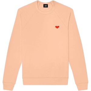 imageDALIX Pixel Heart Embroidered Fleece Crewneck Long Sleeve Sweatshirt MensPeach