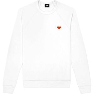 imageDALIX Pixel Heart Embroidered Fleece Crewneck Long Sleeve Sweatshirt MensWhite