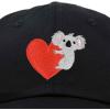 imageCute Koala with Heart Hat Womens Embroidered Baseball CapBlack