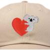 imageCute Koala with Heart Hat Womens Embroidered Baseball CapKhaki