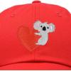 imageCute Koala with Heart Hat Womens Embroidered Baseball CapRed