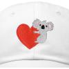 imageCute Koala with Heart Hat Womens Embroidered Baseball CapWhite