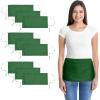 imageDALIX Waist Aprons Commercial Restaurant Home Bib Spun Poly Cotton Kitchen 3 Pockets in Dark Green 2 PackDark Green