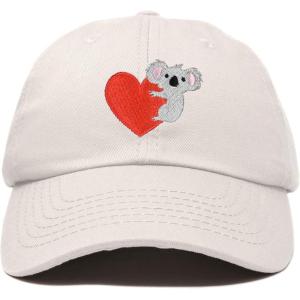 imageCute Koala with Heart Hat Womens Embroidered Baseball CapBeige