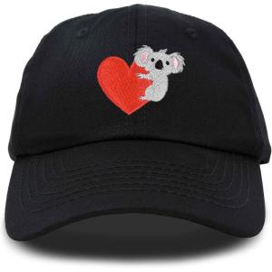 imageCute Koala with Heart Hat Womens Embroidered Baseball CapBlack