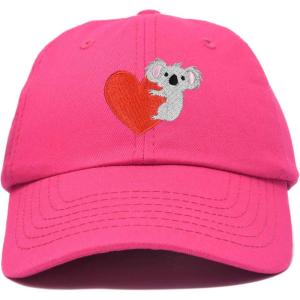 imageCute Koala with Heart Hat Womens Embroidered Baseball CapHot Pink