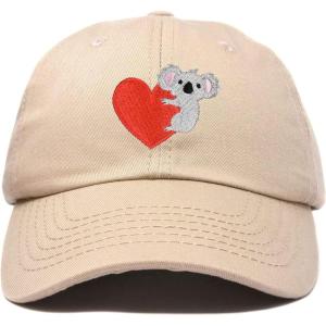 imageCute Koala with Heart Hat Womens Embroidered Baseball CapKhaki