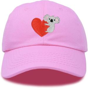 imageCute Koala with Heart Hat Womens Embroidered Baseball CapLight Pink