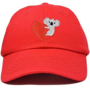 imageCute Koala with Heart Hat Womens Embroidered Baseball CapRed