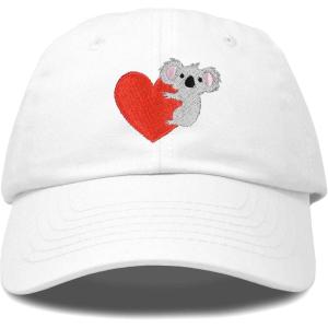 imageCute Koala with Heart Hat Womens Embroidered Baseball CapWhite